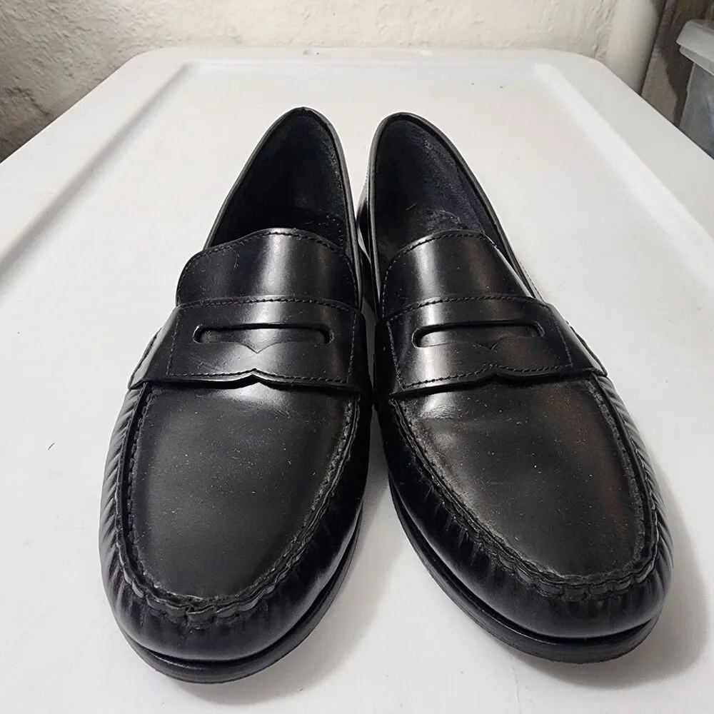 Cole Haan Pinch Black Leather Penny Loafer Heeled Academia Womens Size 7.5M